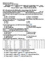 Đề kiểm tra học kì I Tin học lớp 12 lần 2 - Năm học 2015-2016 - Trường THPT Mỹ Bình
